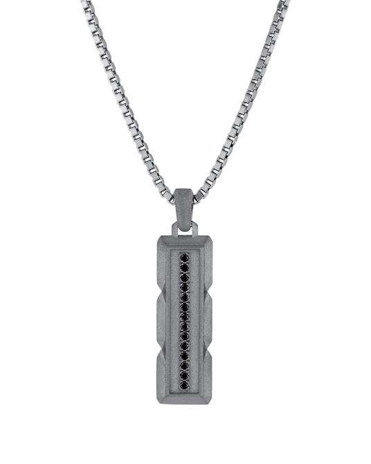 Molu Siyah Pırlantalı Gümüş Jilet Kolye