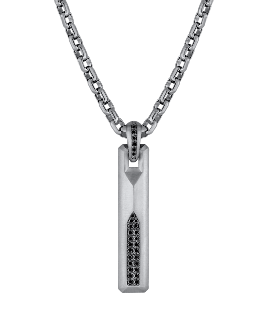 Molu Siyah Pırlantalı Gümüş Kolye