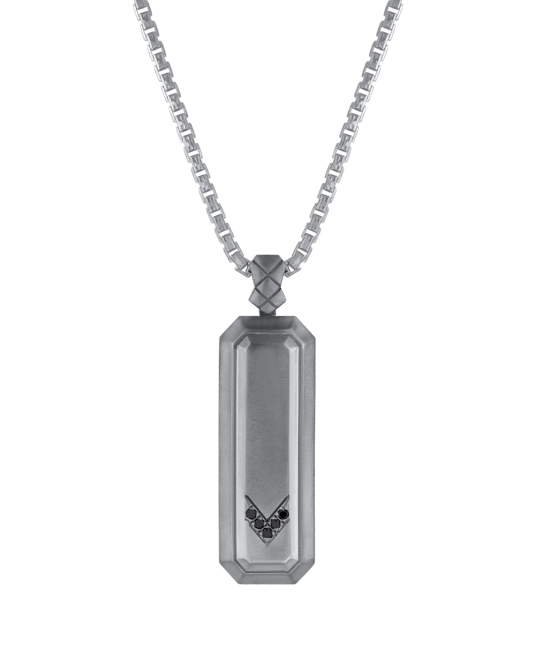 Molu Siyah Pırlantalı Gümüş Kolye