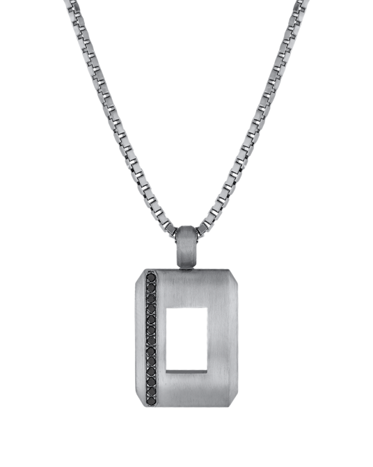 Molu Siyah Pırlantalı Gümüş Kolye