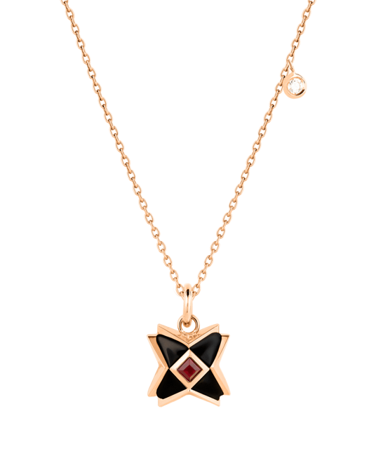 X by Molu IconX Siyah Mineli Yakut Kolye 