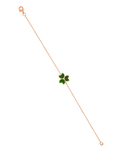 X by Molu Trifoglio Pırlantalı Yeşil Mineli Zincir Bilezik 