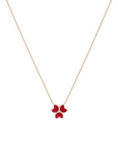 X by Molu Trifoglio Pırlantalı Kırmızı Mineli Kolye 