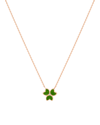 X by Molu Trifoglio Pırlantalı Yeşil Mineli Kolye 