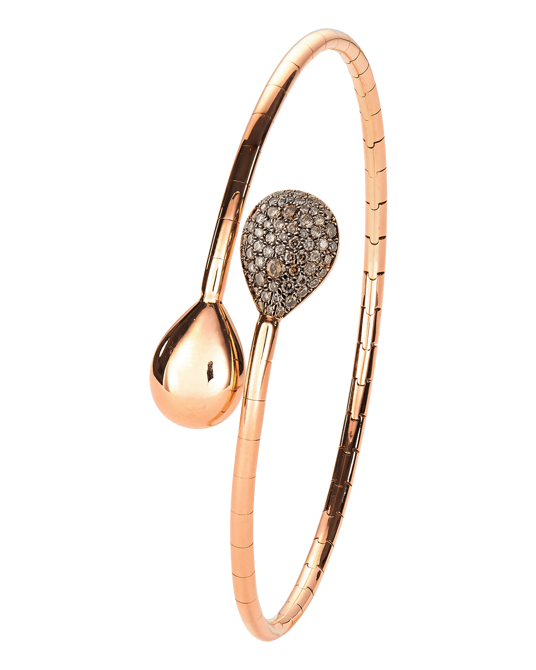 Molu Kahve Pırlantalı Kelepçe Bilezik 