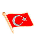 Molu Pırlantalı Mineli Türk Bayrağı Rozet 