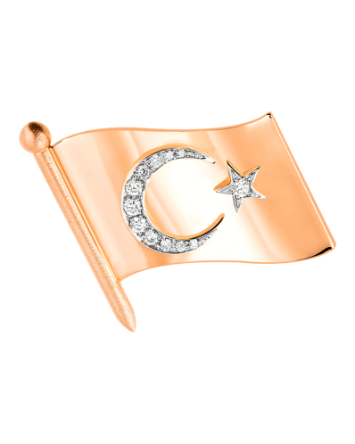 Molu Pırlantalı Türk Bayrağı Rozet 