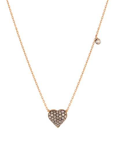 Molu Kahve Pırlantalı Kalp Kolye 