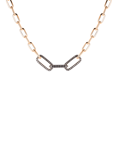 Molu Kahve Pırlantalı Zincir Kolye 