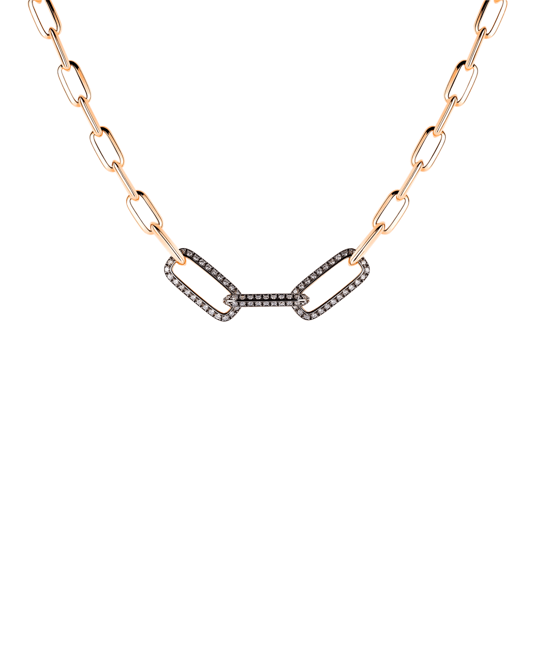 Molu Kahve Pırlantalı Zincir Kolye 