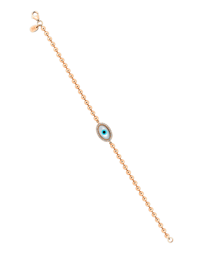 Molu Pırlantalı Oval Gözlü Top Zincirli Bilezik