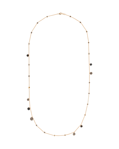 Molu Kahve Siyah Beyaz Pırlantalı Uzun Pave Kolye