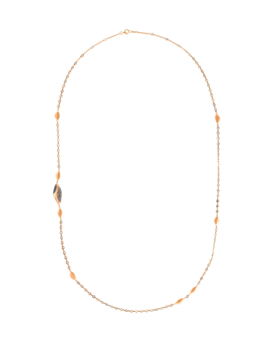 Molu Üç Renk Pırlantalı Uzun Kolye