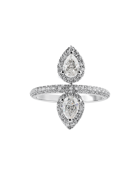 Molu Çift Damla Pırlantalı Yüzük	