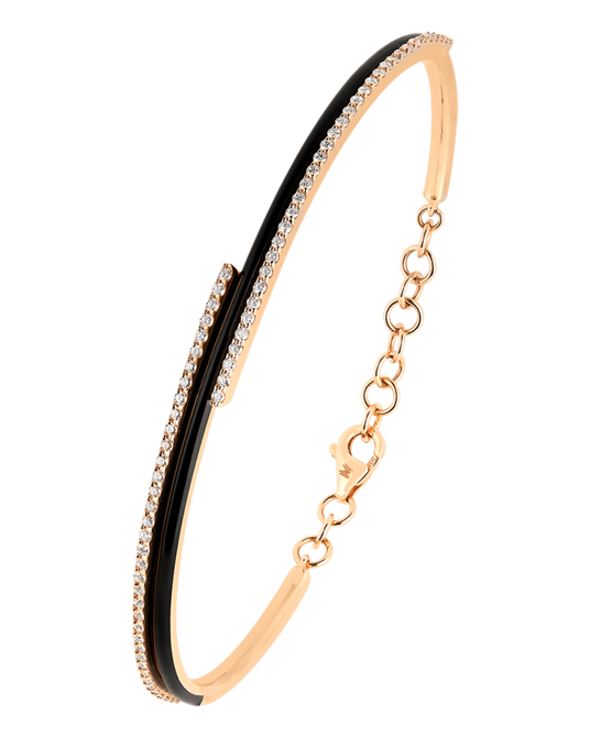 Picture of Molu Pırlantalı Siyah Mineli Kelepçe Bilezik