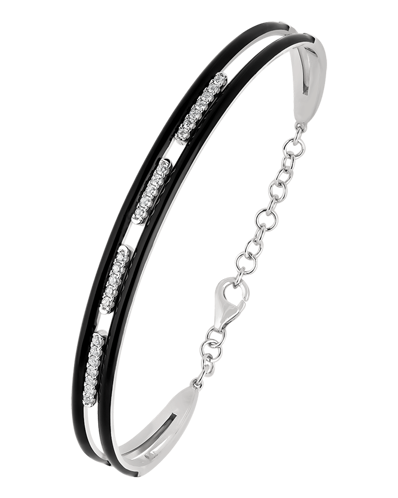 Picture of Molu Pırlantalı Çift Sıra Siyah Mineli Kelepçe Bilezik