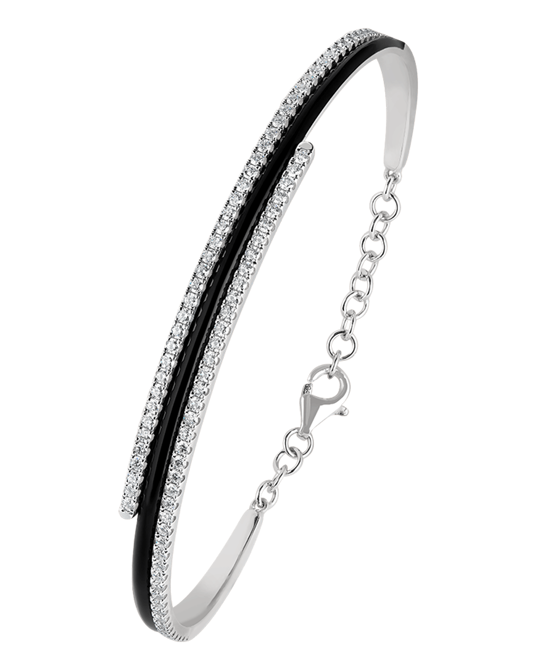 Picture of Molu Pırlantalı Siyah Mineli Kelepçe Bilezik