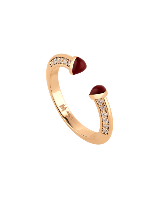 Picture of Molu Pırlantalı Üçgen Kırmızı Mineli Yüzük