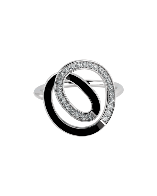 Picture of Molu Pırlantalı Siyah Mineli Helezon Yüzük