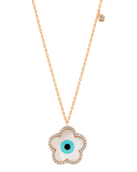 Picture of Molu Pırlantalı Gözlü Çiçek Kolye