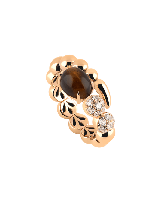 Tropica Pırlantalı Kaplan Gözü Taşlı Yaylı Yüzük