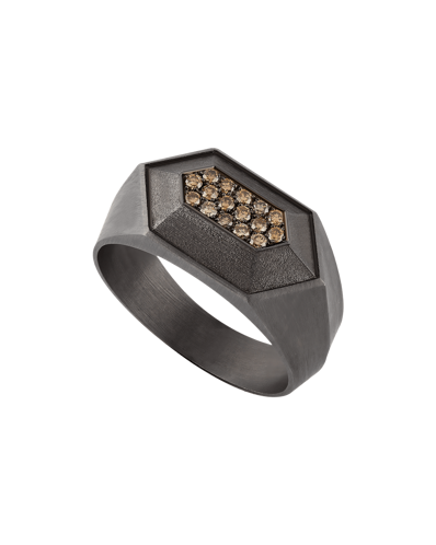 Molu Kahve Pırlantalı Gümüş Yüzük	