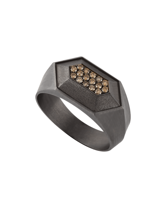 Molu Kahve Pırlantalı Gümüş Yüzük	