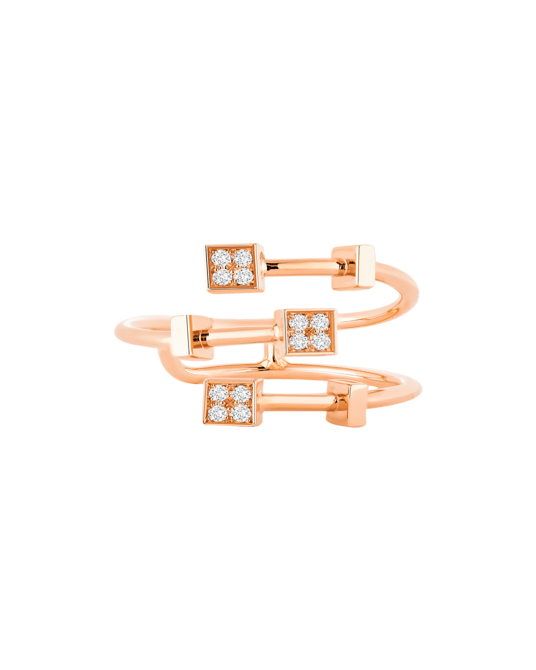 Molu Pırlantalı 3 Sıralı Küçük Küp Yüzük	