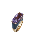 Molu Pırlantalı Ametistli Mineli Yüzük	