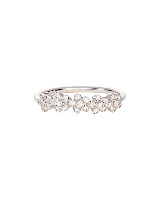 Molu Pırlantalı Beş Çiçekli Yüzük	