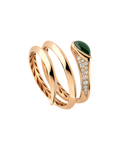 Molu Pırlantalı Damla Malahitli Yüzük