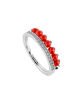 Molu Pırlantalı Kırmızı Mercanlı Yüzük