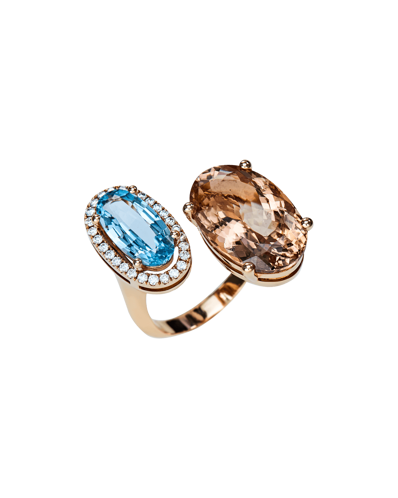 Molu Pırlantalı Morganit ve Akuamarin Yüzük	