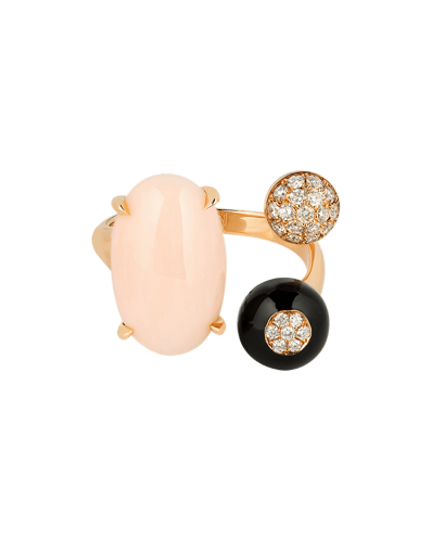 Molu Pırlantalı Pembe Mercanlı Yüzük