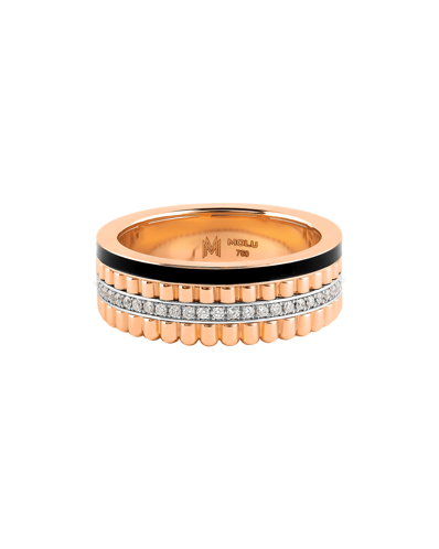 Molu Pırlantalı Siyah Mineli Kanallı Yüzük