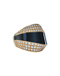 Molu Pırlantalı Siyah Mineli Pave Yüzük	