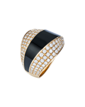 Molu Pırlantalı Siyah Mineli Pave Yüzük	