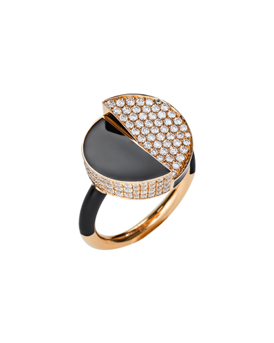 Molu Pırlantalı Siyah Mineli Yüzük	