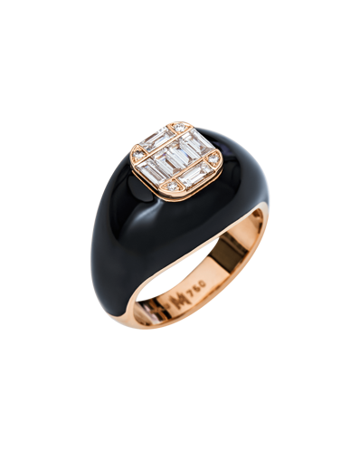 Molu Pırlantalı Siyah Mineli Yüzük	