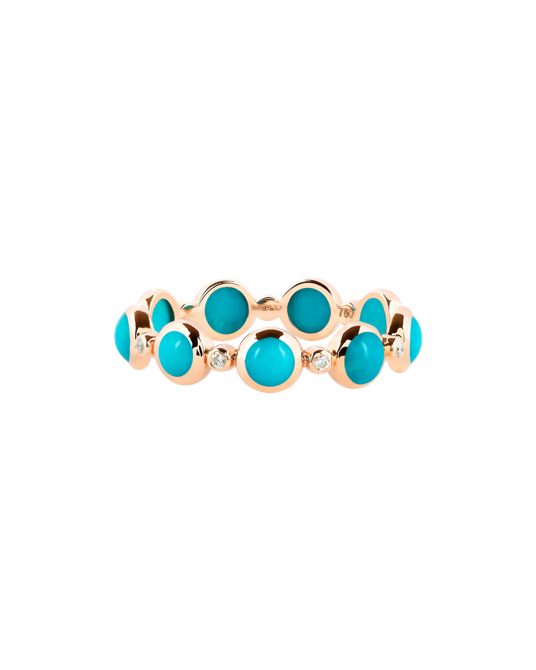 Molu Pırlantalı Turkuazlı Tamtur Yüzük	