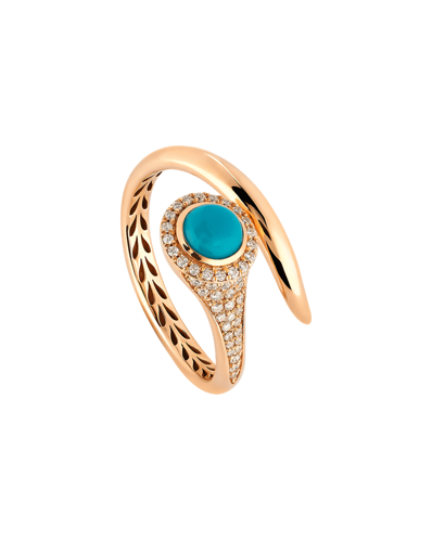 Molu Pırlantalı Turkuazlı Yüzük