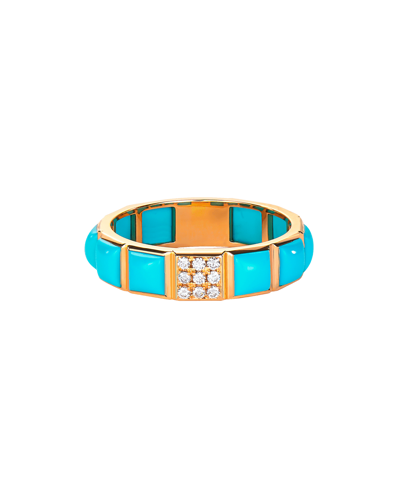 Molu Pırlantalı Turkuazlı Yüzük	