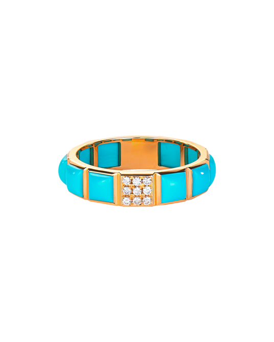 Molu Pırlantalı Turkuazlı Yüzük	