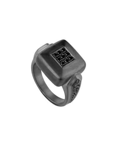 Molu Siyah Pırlantalı Gümüş Yüzük