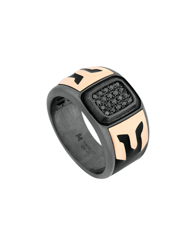 Molu Siyah Pırlantalı Siyah Mineli Gümüş Yüzük