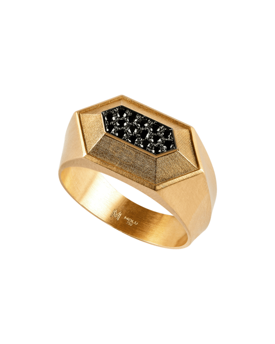 Molu Siyah Pırlantalı Yüzük