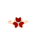 X by Molu Trifoglio Pırlantalı Kırmızı Mineli Yüzük 