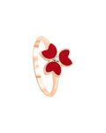 X by Molu Trifoglio Pırlantalı Kırmızı Mineli Yüzük 