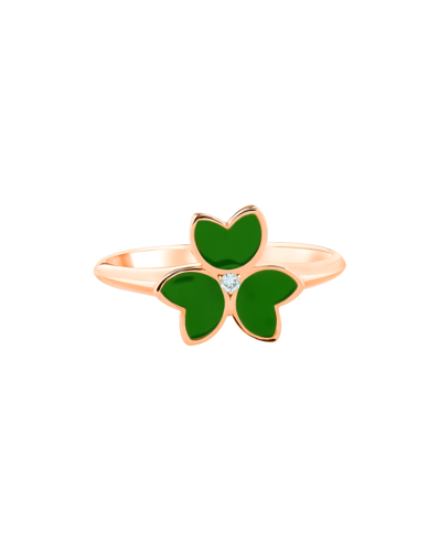 X by Molu Trifoglio Pırlantalı Yeşil Mineli Yüzük 