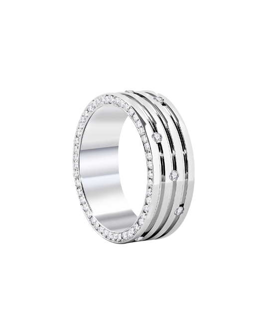 Molu Pırlantalı Üç Kanallı Alyans